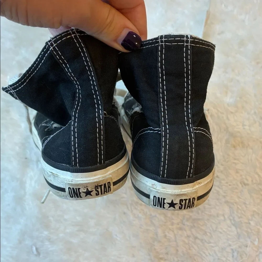 Converse One Star Kids Black and White High-Top Sneakers